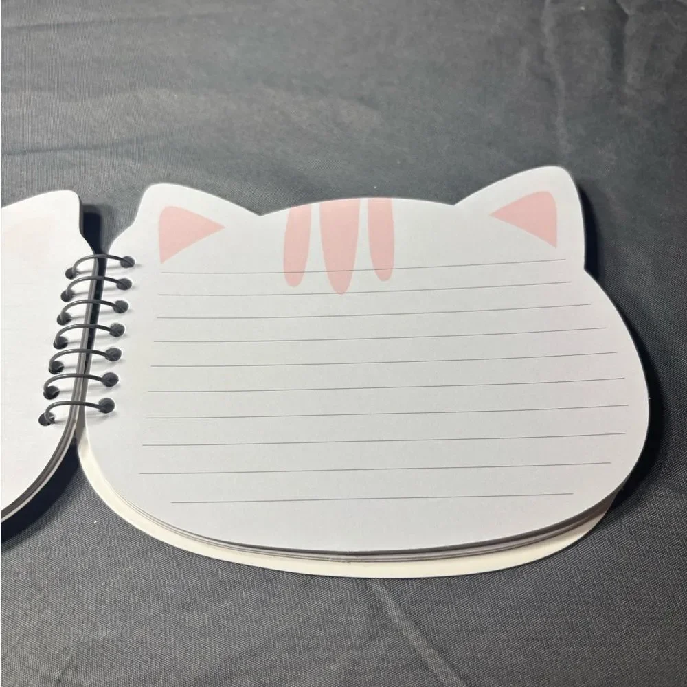 Charming Cat Face Spiral Notebook with Stickers 2 pc Cat Themed Notepad Set NWT